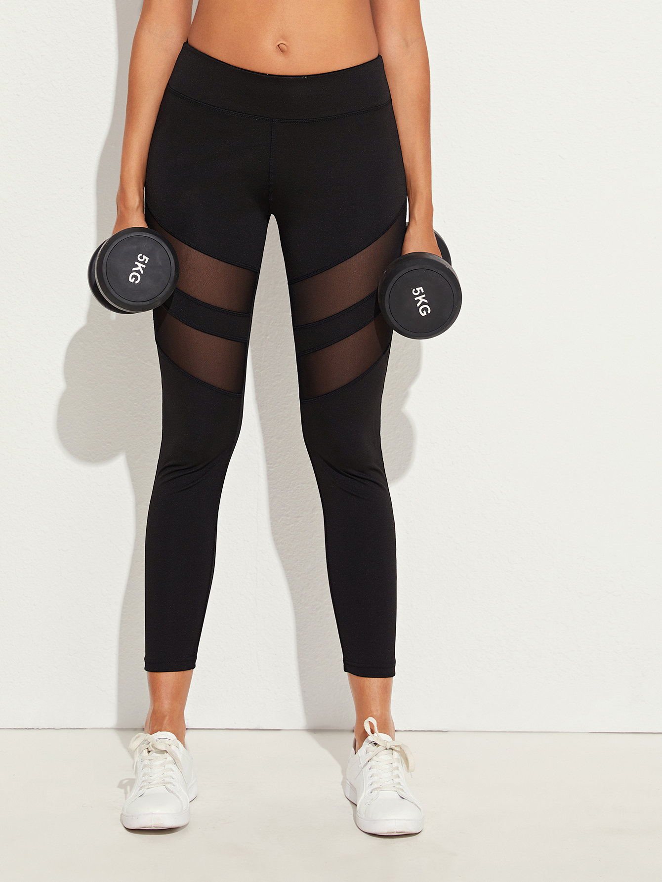 Leggings deportivos ajustados con malla | Mode de Mujer | SHEIN España