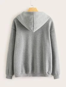 SHEIN 大碼字母圖案袋鼠口袋連帽衫