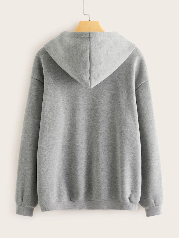 Plus Size Letter Print Pocket Sweatshirt Winter Fall Autumn