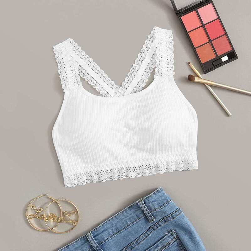 

Crisscross Back Bralette, White