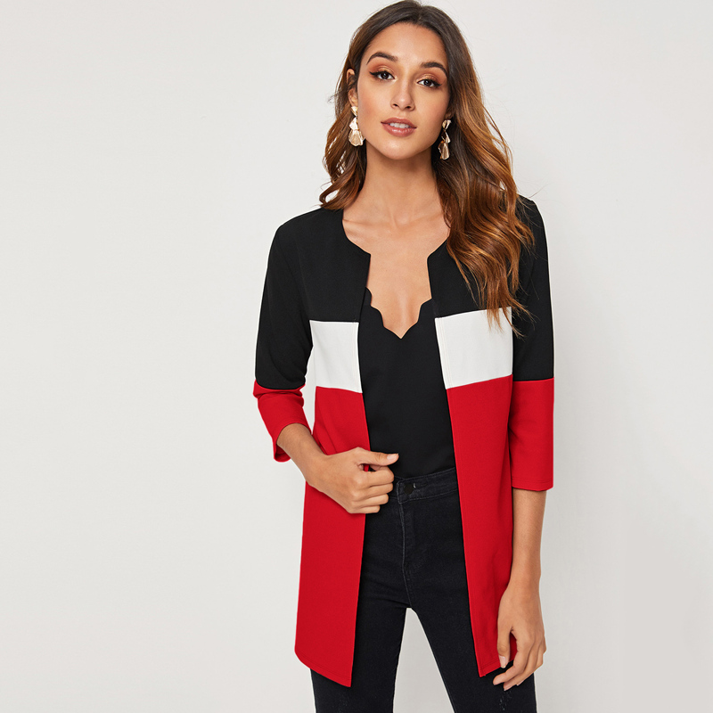

Open Front Colorblock Coat, Multicolor