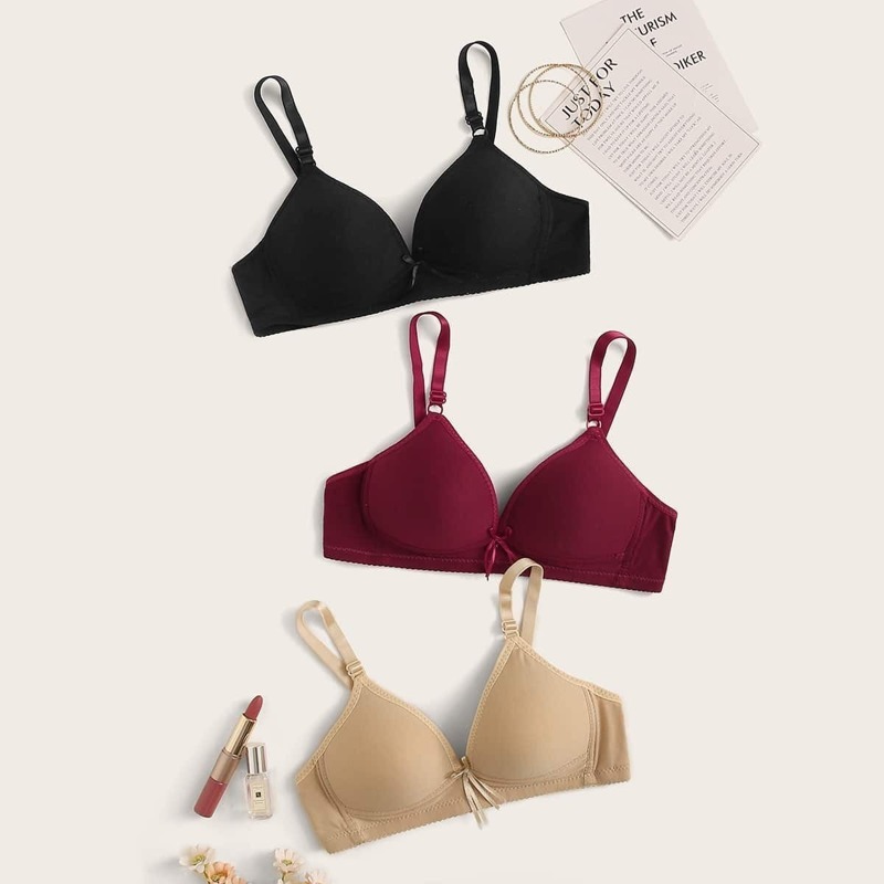 

3pack Adjustable Strap Bra Set, Multicolor