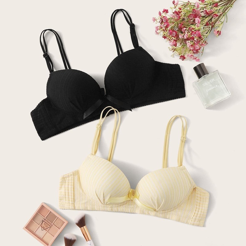 

2pack Double Strap Bra Set, Multicolor