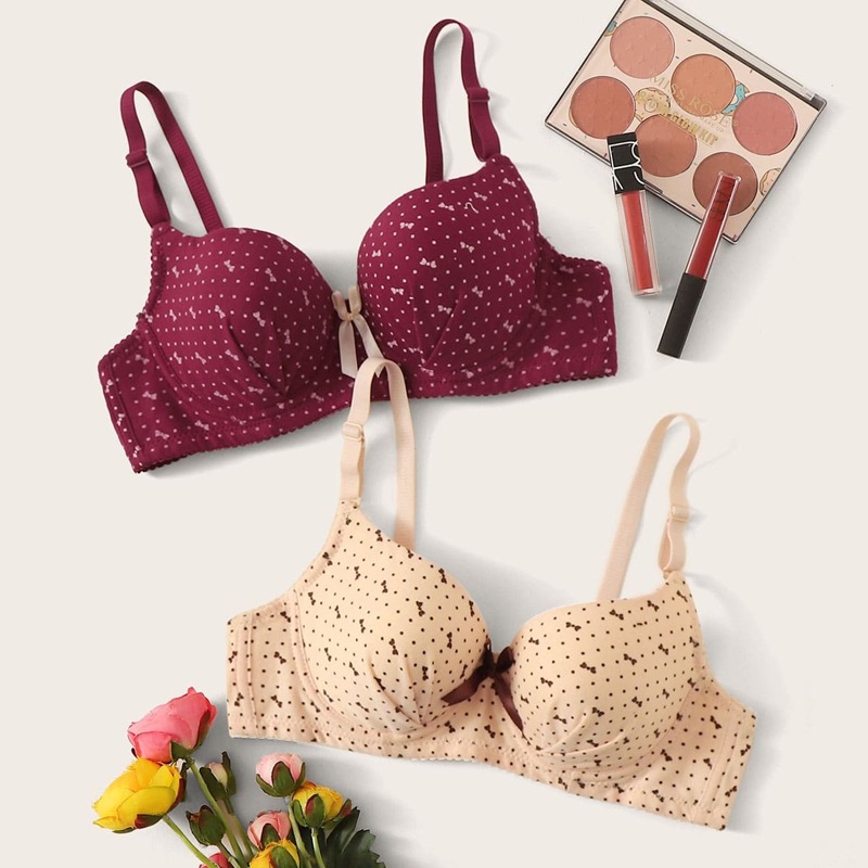 

2pack Polka Dot Underwire Bra Set, Multicolor