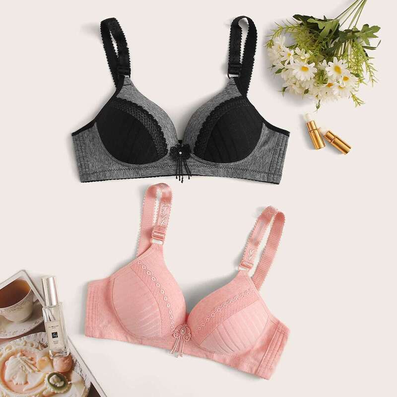 

2pack Adjustable Strap Bra Set, Multicolor