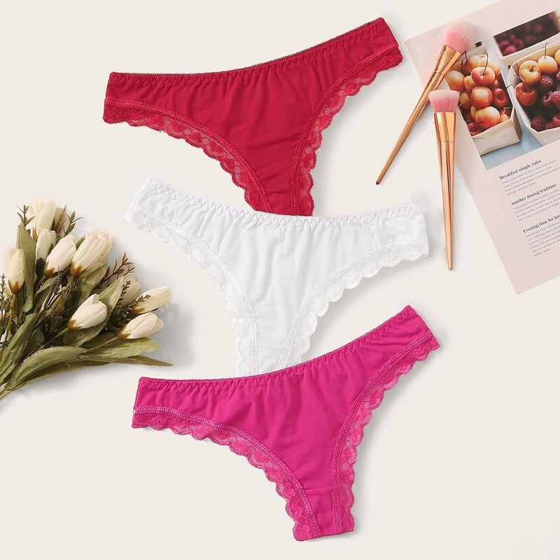 

3pack Lace Trim Panty Set, Multicolor