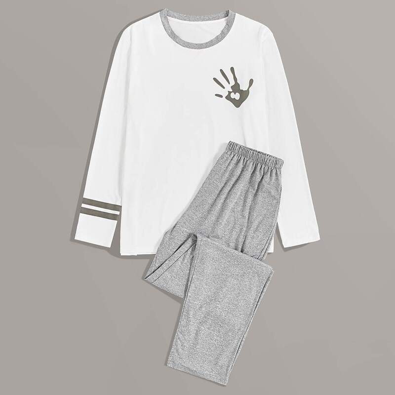 

Guys Hand Print Tee & Pants PJ Sets, Multicolor