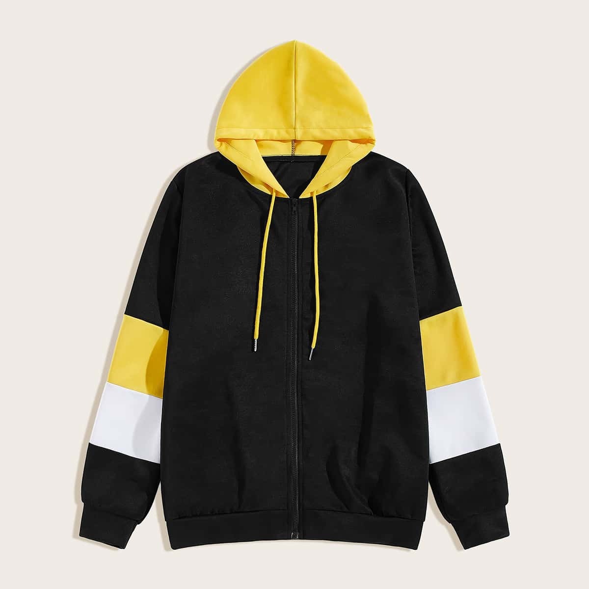 

Guys Cut And Sew Drawstring Hooded Jacket, Black