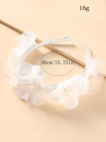 1 Diadema De Flores Blancas Para Niñas, Apta Para Fiestas De Bodas, Dama De Honor, Niña De Flores - Blanco - Ver 4