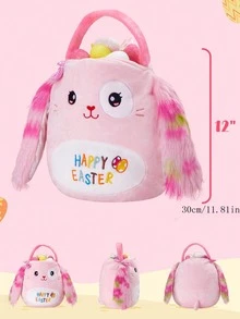 Glow Guards lễ Phục sinh Thỏ Búp bê Tai thỏ Túi Với Xử lý lễ Phục sinh Con thỏ Qủa tặng Túi đóng gói Sô cô la Kẹo Túi Túi tote Lễ cưới Buổi tiệc Túi xách tay - Hồng - Xem 4