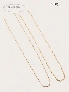 2pcs/Set Girls' Basic Chain Eyeglasses Chain Accessories Set, Suitable For Daily Decoration - Gold - View 7