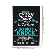 1入組,瘋狂的狗狗住在這裡歡迎花園旗,快樂新年雙面鄉村農家風格裝飾,家居裝飾,戶外裝飾,院子裝飾,花園裝飾,露台裝飾,草坪裝飾 - 藍色 - 查看 2