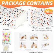 Birthday Surprise Gift Box Explosion For Money, Money Gift Box Explosion With Confetti, Money Box For Cash Gift, Pop Out Money Gift Box, Folding Bounce Gift Box For Women Men - Stars On White Background - View 3