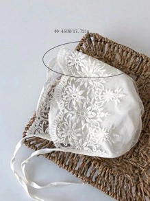 1pc Newborn/Infant White Lace Detailed Spring/Summer Baby Bonnet
