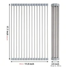 Over The Sink Dish Drying Rack,  Roll Up Sink Dish Drainer Rack Foldable Kitchen Stainless Steel Dish Rack Sink Drying Rack - Multicolor - View 2