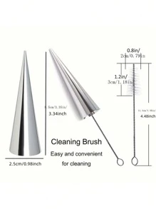 12pcs/Set Stainless Steel Conical Ice Cream Cone Mold/Horn Bread Baking Mold - Silver - View 2
