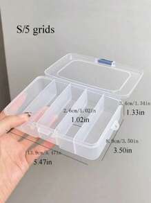 1 Pieza Caja De Almacenamiento De Plástico Con 5 Compartimentos Con Ranura Fija Vertical Y Cierre De Botón, Disponible En Tres Colores, Para Pequeños Accesorios Y Piezas