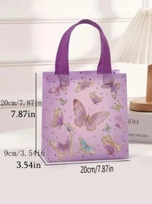 8pcs Mixed Color Butterfly Non-Woven Fabric Gift Bag, Waterproof Take-Out Bag, Birthday Gift Foldable Storage Bag Valentine Day