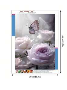 Butterfly & Flower Pattern Diamond Painting, Round Rhinestone, Frameless, 1 Set - Multicolor - View 2