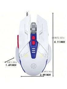 Inphic W9 Versión Mecánica Ratón De Juego Con Cable Con Luz Colorida, Duradero, Eficiente Y Cómodo Para Uso En Hogar Y Oficina - Azul y blanco - Ver 2