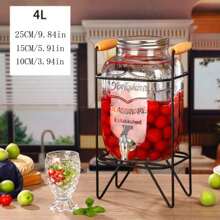 Glass Dispenser Jar With Faucet For Beverage, Juice, Lemonade, Kombucha, Home Sealing Container - Clear - View 2