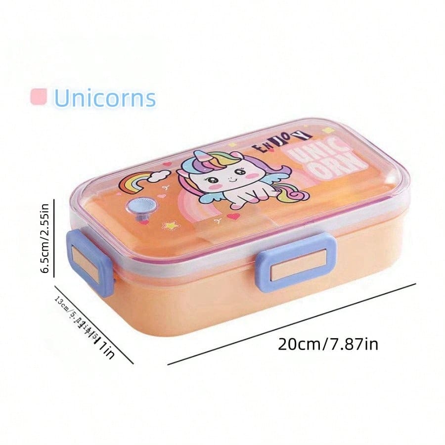 1pc Cartoon Children's Lunch Box, Student Sealed Bento Box, Microwaveable, Snack Container - Unicorn - View 1