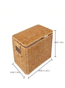 Rattan-Look Bathroom Clothes Large Capacity Storage Basket, Hand-Woven Desktop Kitchen Toy Sundries Organization Box - Multicolor - View 5