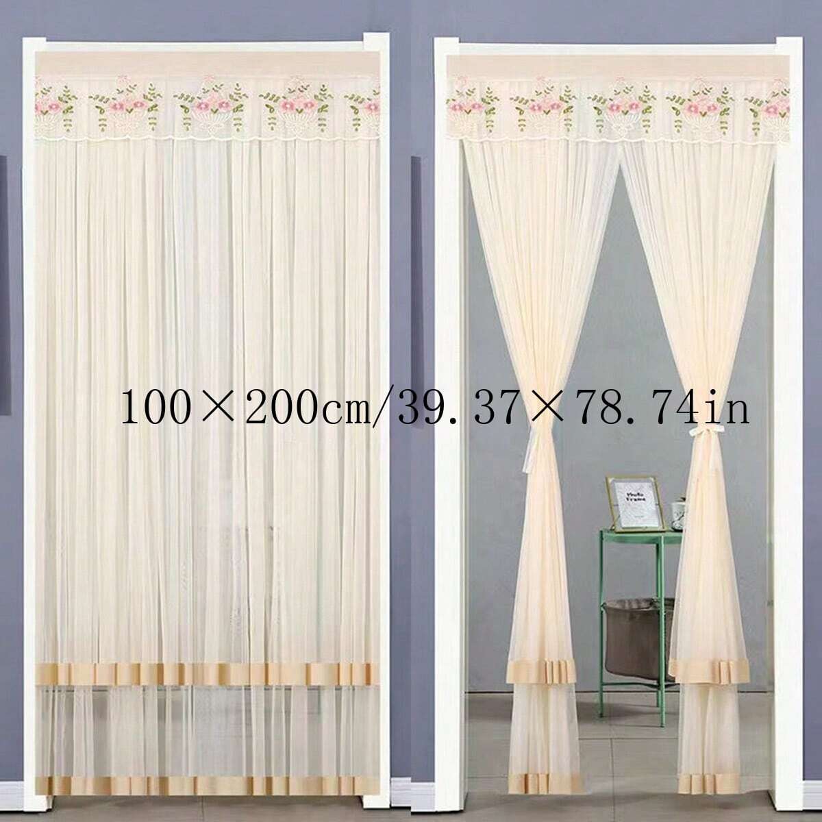 1pc Double-Layer Sheer Curtain Home Room Decorative Net Curtain With Lace For Bedroom, Half ...