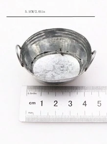 1pc Dollhouse Mini Iron Bucket, Laundry Basin, Horse Mouth Iron Succulent Plant Planter, Portable Small Bucket, DIY Shooting Props, Pocket Accessories Miniature Model,Dollhouse Miniatures,Hobby Horse,Doll House Accessories - Silver - View 4