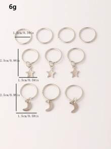 10pcs Girls' Hair Clip Set With Star, Moon, And Circle Design