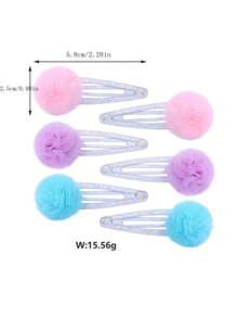 1card/6pcs Cute Painted Mesh Ball Decorated Bb Hair Clip, Suitable For Daily Hair Accessory - Multicolor - View 4