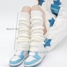 1 Par De Cubrepiernas Blancos Y Elegantes Para Niños Grandes Con Calcetines Largos Estilo Jk Por Encima De La Rodilla Para Uso Diario