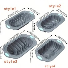 多功能硅胶蛋糕盘套装：莲花、螺旋、编织等经典图案，适合制作精美的蛋糕、布丁和面包 | 节日佳品 | 易于清洁且适用于烤箱 - 灰色 - 查看 2