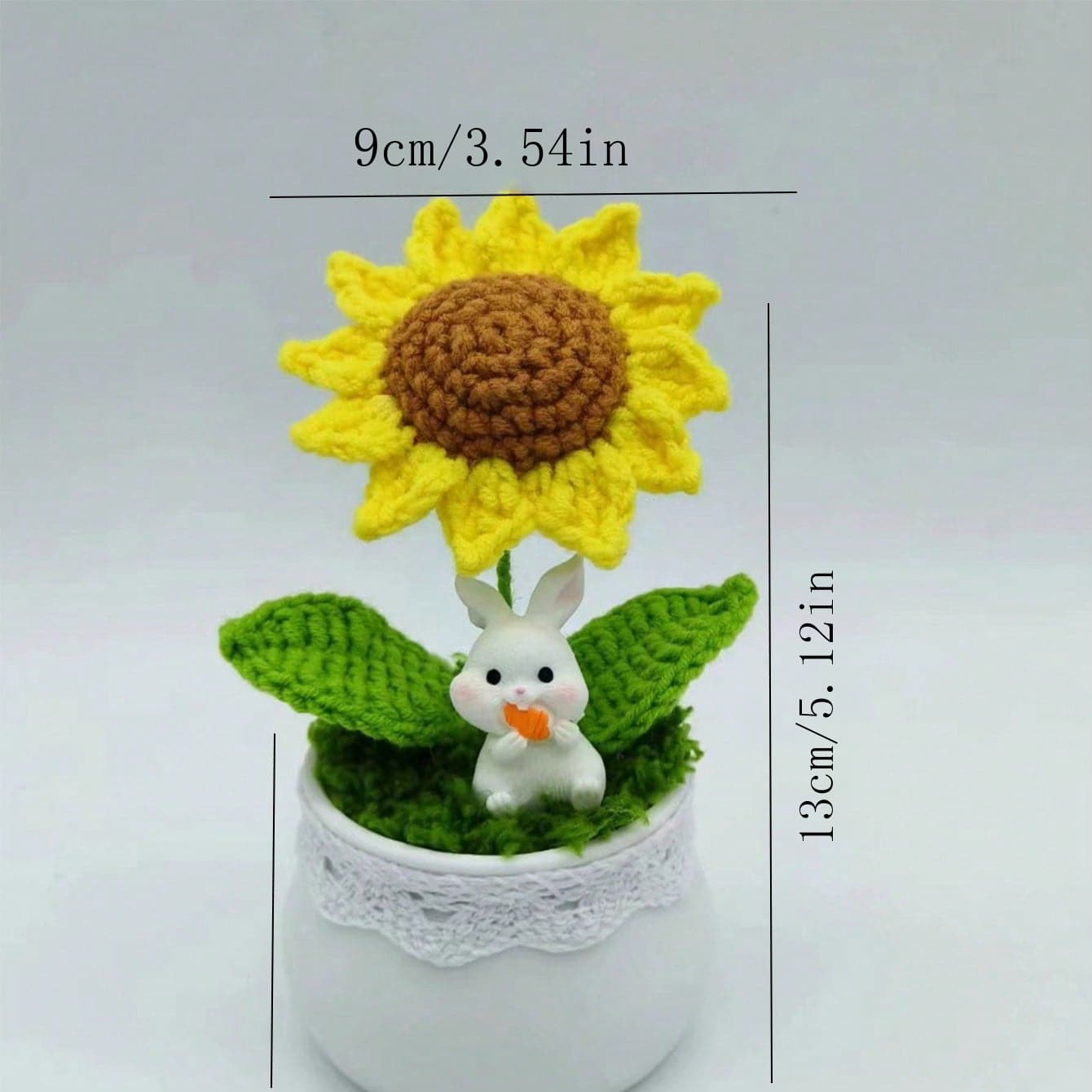 1 件迷你仿真向日葵花盆套装批发 DIY 手工编织假花桌面装饰 - 彩色 - 查看 1