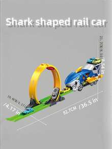 Shark Ejector Race Track Car Set: Includes 6 Small Cars - Blue - View 3