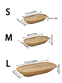 1入組編織水果盤，家庭幹果、甜點、麵包收納器，Ins風格零食盤，桌上裝飾用編織水果盤 - 圓形 - 查看 4