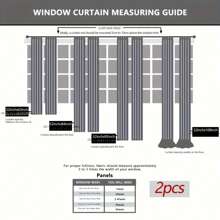 2片波浪透光窗簾,現代簡約風格適用於客廳臥室陽台法式窗,舒適面料,多種安裝方式,裝飾性窗簾 - 波浪條紋紗 - 查看 3