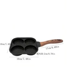 Electric Stove Flat Pan Four Hole Egg Burger Pan Breakfast Griddle Pan, Non-Stick Egg Cake, Dumpling Frying Pan For Cooking - Black - View 9