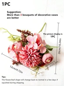 1 bó hoa mẫu đơn nhân tạo 7 bông, dùng trang trí nội thất khách sạn, đám cưới, hoa giả trang trí nhà cửa mùa thu. - Màu Hồng Tươi - Xem 3