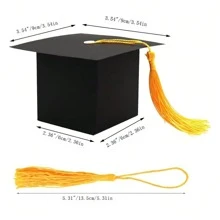 10pcs/30pcs Graduation Cap Shaped Candy Boxes For Party, Used As Graduation Decoration Gift Candy Boxes - Black - View 2