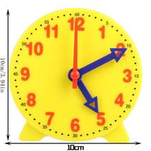 Elementary School Math Time Learning Student Clock Teaching Tool, Analog Clock Model With Three Hands - Yellow - View 3