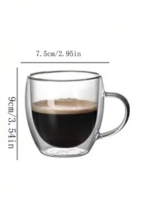 1 件 250 毫升双层玻璃咖啡杯带手柄，拿铁杯隔热防烫，设计精美，适合家庭、餐厅、咖啡店和学校用品聚会返校