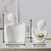 1 bức tượng trang trí nghệ thuật ôm nhau mạ vàng thu nhỏ, thích hợp cho tủ rượu và sảnh vào, đồ thủ công bằng gốm sứ làm quà tặng tốt nhất - trắng - Xem 3