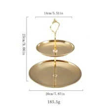 1 件小型双层不锈钢纸杯蛋糕架、甜点盘蛋糕水果糖果展示架可重复使用的糕点盘适用于圣诞节、婚礼、生日、淋浴、茶会装饰 - 金色不锈钢甜点盘、不锈钢蛋糕架、圣诞节