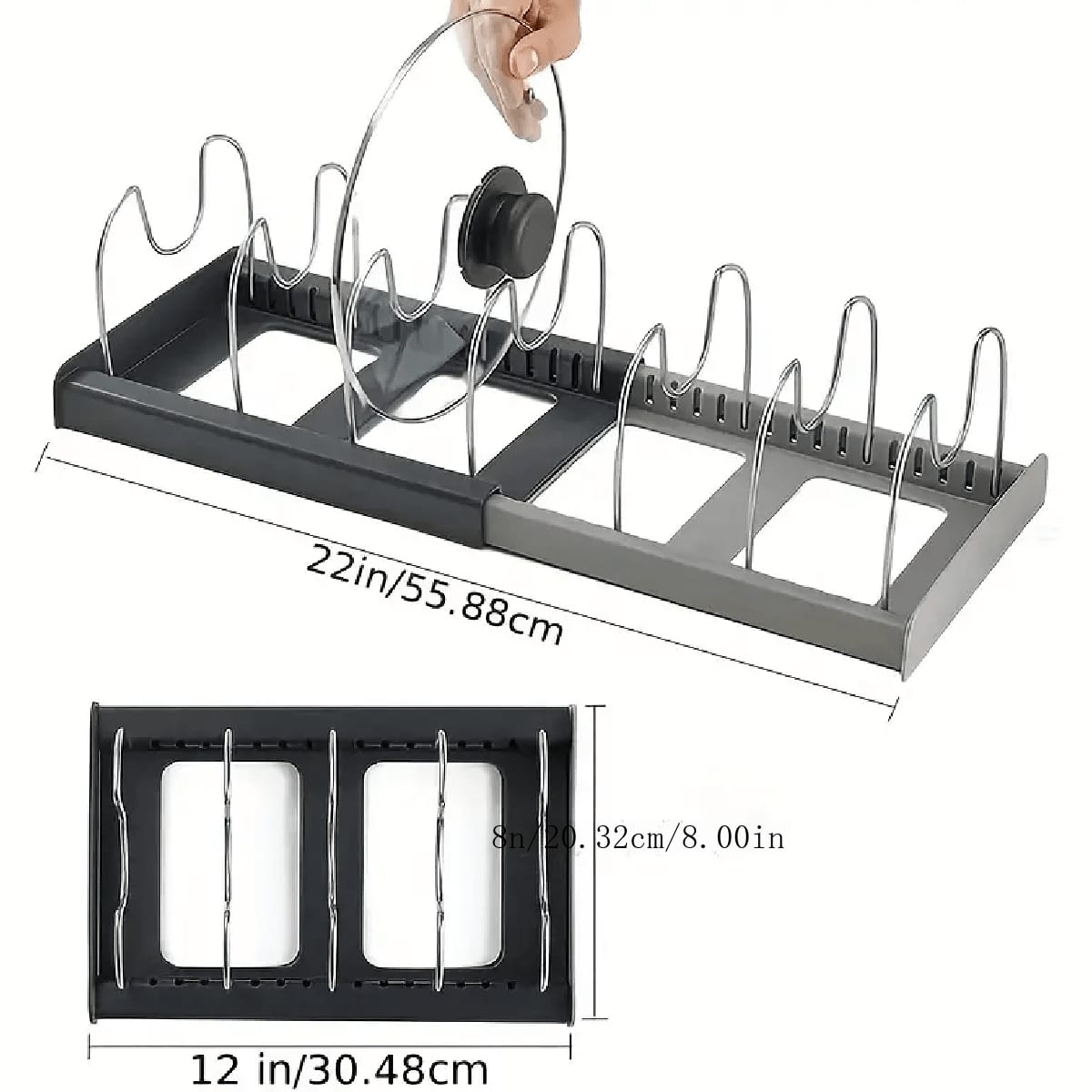 1pc Kitchen Storage Rack, Countertop Expandable Pot Lid Holder, Utensil