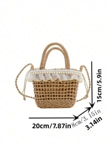 Children's Shoulder Bag Spring Summer New Woven Bag For Girls - Khaki - View 8