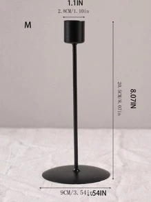 قطعة واحدة من حامل الشمعة بطراز لديكور المنزل، مصنوع من الحديد، مناسب لعشاء رومانسي، العلاج بالعطور، غرفة المعيشة، طاولة الطعام، مع قاعدة من الحديد لدعم الشموع، هدية مثالية - الأسود - مشاهدة 6