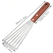 1pc Stainless Steel Fish Spatula With Wooden Handle For Home Kitchen, Heat-Resistant Pancake Turner, Cooking Utensil And Fish Flipping Tool - Silver - View 6