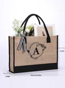 1 chiếc túi tote chữ cái viết tắt dung tích lớn mới, quà tặng Ngày của Mẹ cho phụ nữ, chị em gái, bạn bè, túi xách chữ lồng đơn giản, túi đeo vai thiết thực, túi xách xách tay, túi mua sắm, túi cho mẹ, quà tặng Ngày của Y tá cho đồng nghiệp, mẹ chồng, quà tặng lễ hội, mặt hàng khuyến mại của cửa hàng đồ dùng cho bà bầu - màu nâu - Xem 2