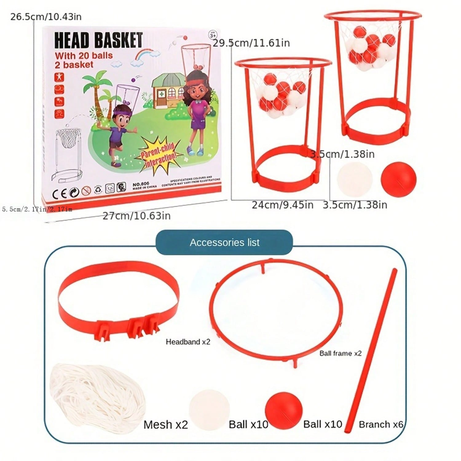 2 Packs Head Hoop Basketball Party Game For Kids And Adults Carnival